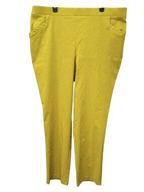 Marla Wynne Womens Stretch Pants Plus Size 22W Tall Chartreuse Yellow Pull On